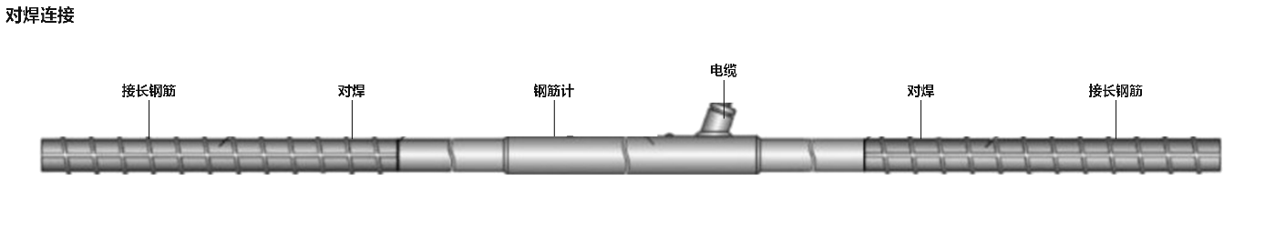 钢筋应力计对焊连接示意