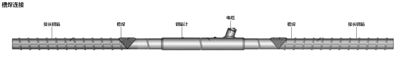 钢筋应力计槽焊连接示意
