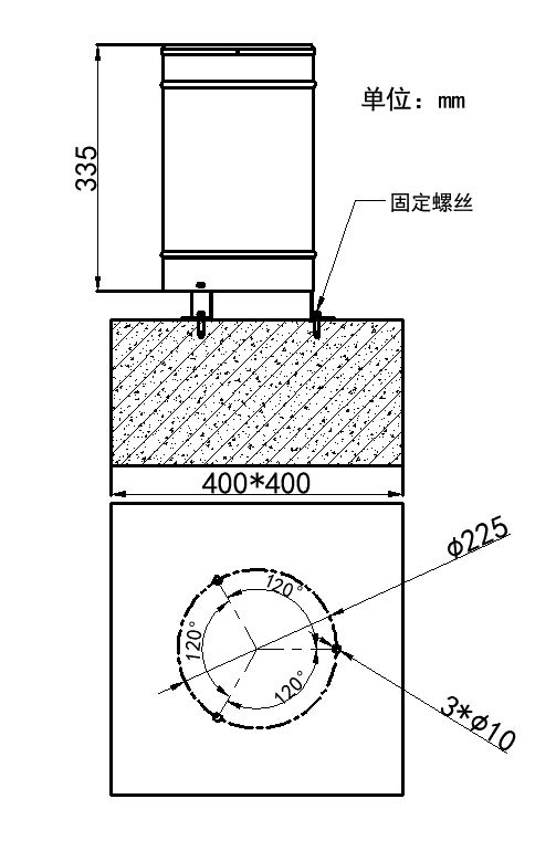 雨量计基础尺寸与安装示意